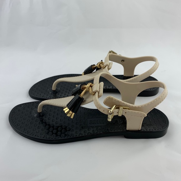 Juicy Couture Black White Tassel Jelly Sandal sz 6 - Picture 8 of 12
